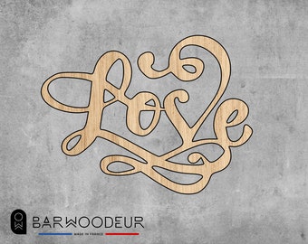 LOGO LOVE en bois | Décor mural pour la Saint-Valentin | Disponible couleur bois naturel ou noir | Décoration intérieure