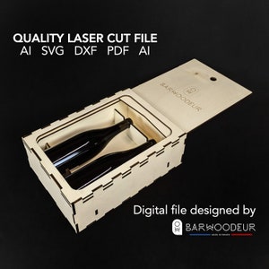 COFFRET 2 BOUTEILLES VIN / Laser cut file / Instant download .ai .svg .dxf .pdf .png
