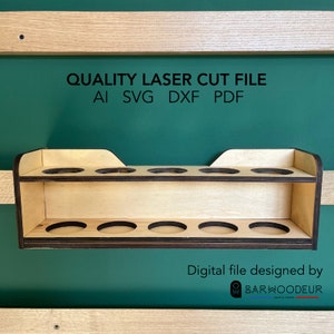 M014 Französisches Cleat-Modul zur Lagerung von 5 Flaschen / Lasergeschnittene Datei .ai .svg .dxf .pdf