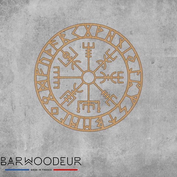 BOUSSOLE VIKING VEGVISIR - Décoration murale en bois