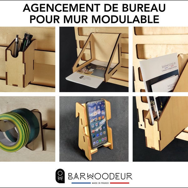 Agencement de bureau pour mur modulable