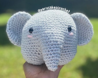 Elephant Crochet Plushie, Handmade Stuffed Animal