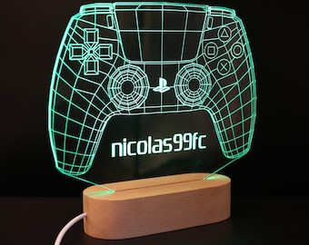 Personalisierte LED Lampe 3D Playstation Controller mit optionaler Gravur