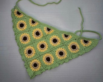 Cottagecore Sunflower Bandana (Crocheted)