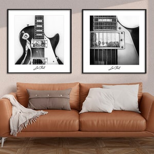 GUITAR Les Paul Prints Music Instruments Series Black And White Photography Prints Poster Wall Art Decor Gift.
