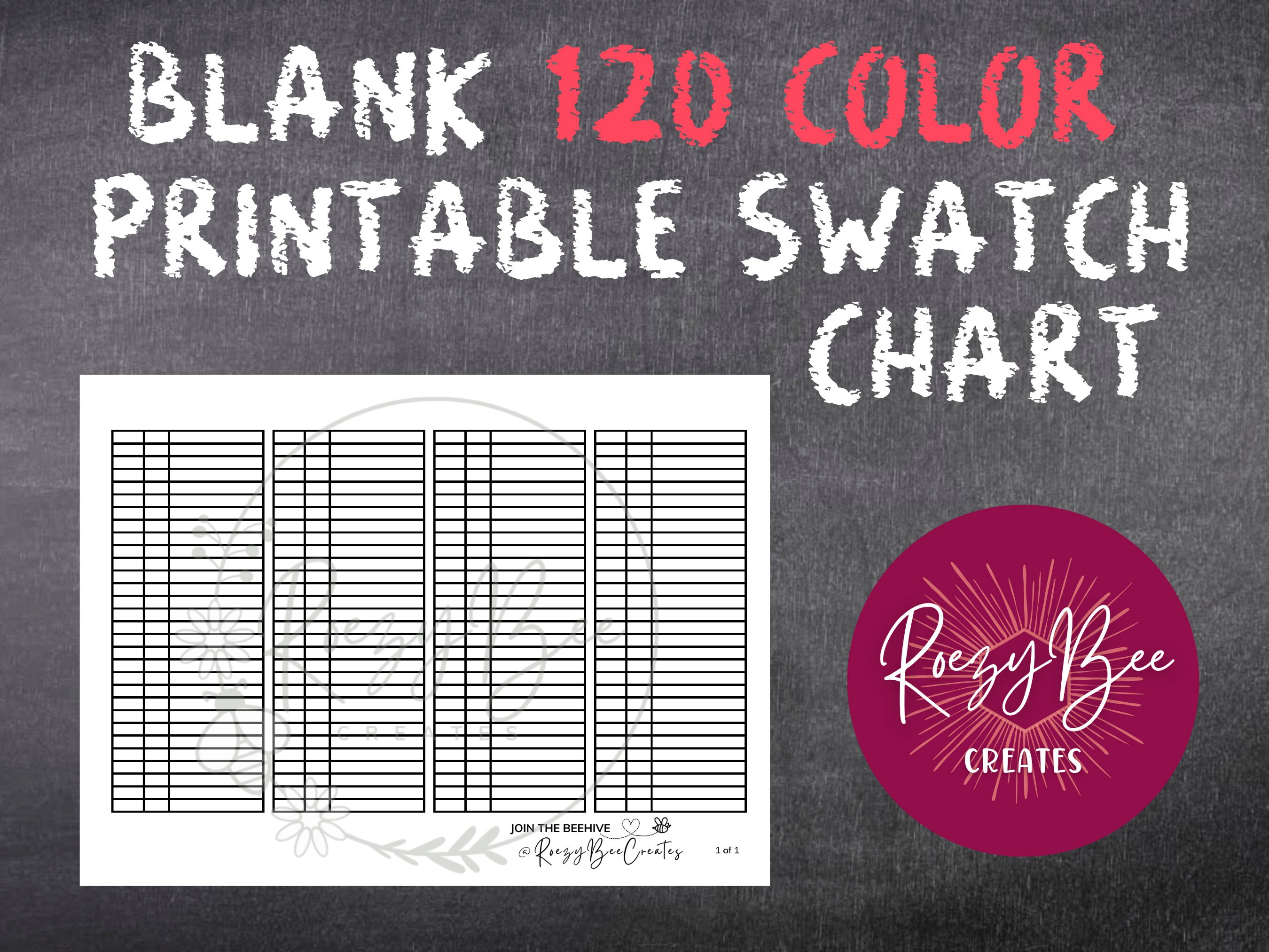 Blank 120-ct. Printable Swatch Chart, Colored Pencils Swatch Chart ...