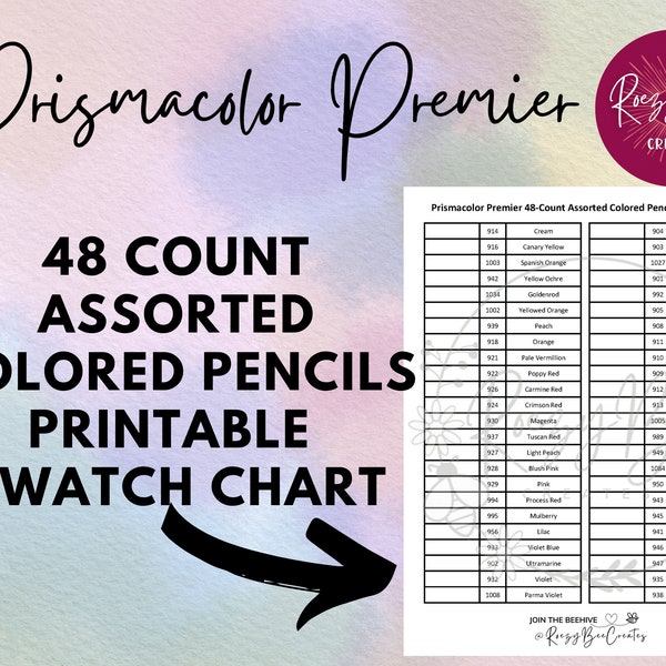 Prismacolor Premier 48-ct. Assorted Printable Swatch Chart, Fillable Colored Pencils Swatch Chart, Large Print Swatch Chart, Adult Coloring