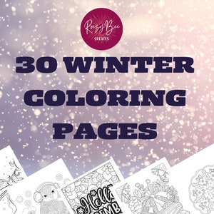 Winter Printable Coloring Pages, Big Coloring Page Bundle, Winter-themed Coloring Book, Adult Coloring Book, Winter Coloring Pages