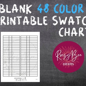 Blank 48-ct. Printable Swatch Chart, Colored Pencils Swatch Chart, Marker Swatch Chart, Color Organization, Adult Coloring