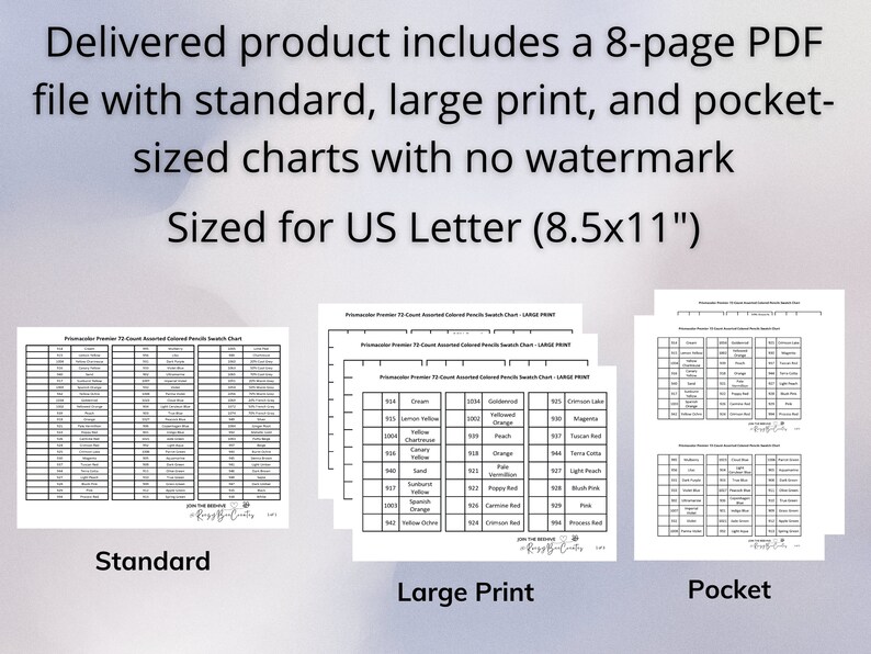 Prismacolor Premier 72-ct. Assorted Printable Swatch Chart - Etsy