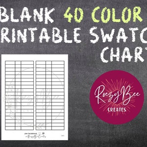 Blank 40-ct. Printable Swatch Chart, Colored Pencils Swatch Chart, Marker Swatch Chart, Color Organization, Adult Coloring