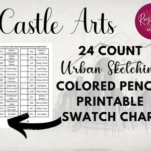 Castle Arts 24-ct. Urban Sketching Printable Swatch Chart, Fillable Colored Pencils Swatch Chart, Large Print Swatch Chart, Adult Coloring