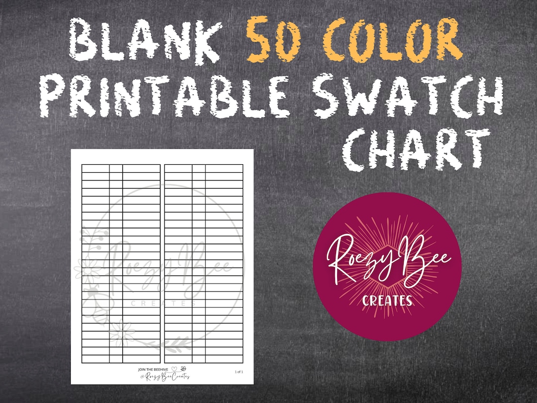 Blank 50-ct. Printable Swatch Chart, Colored Pencils Swatch Chart ...