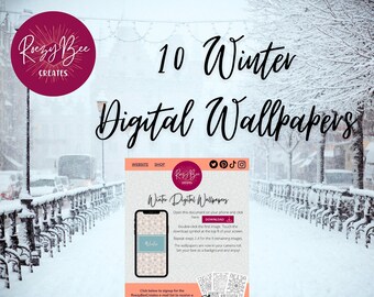 Winter Phone Backgrounds, Christmas Digital Wallpaper (10 Designs) (Digital Download)