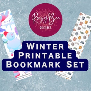 Winter Printable Bookmark Set, Winter Bookmark Download, Book Lover Gift, Printable Bookmarks for Winter