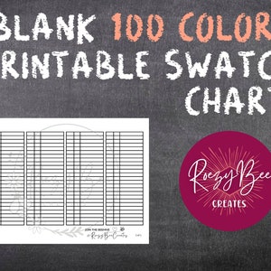 Blank 100-ct. Printable Swatch Chart, Colored Pencils Swatch Chart, Marker Swatch Chart, Color Organization, Adult Coloring