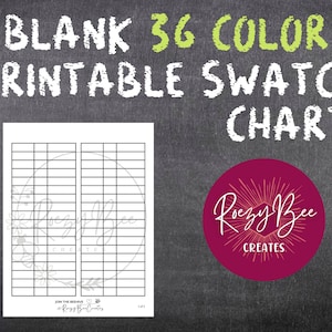 Blank 36-ct. Printable Swatch Chart, Colored Pencils Swatch Chart, Marker Swatch Chart, Color Organization, Adult Coloring