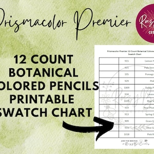 Prismacolor Premier 12-ct. Gráfico de amostra imprimível botânico, gráfico de amostra de lápis de cor preenchível, gráfico de amostra de impressão grande, coloração para adultos