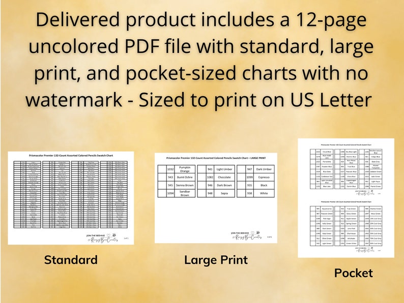 Prismacolor Premier 132 Swatch Chart, Fillable Color Chart (digital ...