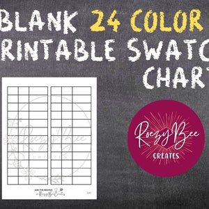 Blank 24-ct. Printable Swatch Chart, Colored Pencils Swatch Chart, Marker Swatch Chart, Color Organization, Adult Coloring