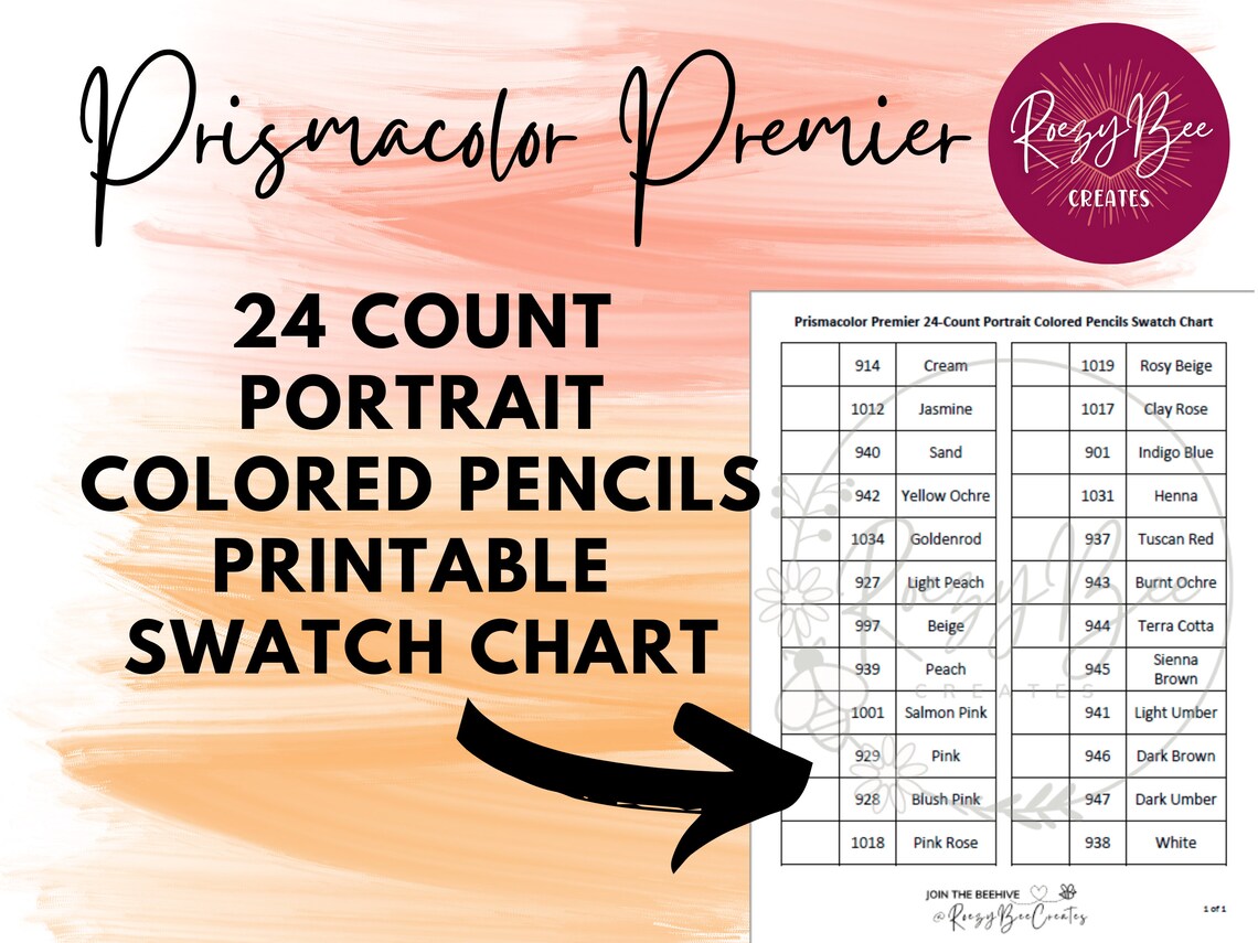 Prismacolor Premier 24-ct. Portrait Printable Swatch Chart, Fillable ...