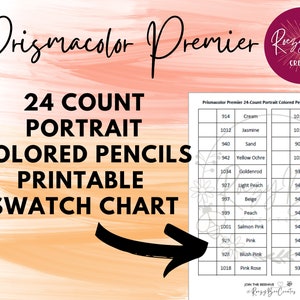 Prismacolor Premier 24-ct. Portrait Printable Swatch Chart, Fillable Colored Pencil Swatch Chart, Large Print Swatch Chart, Adult Coloring