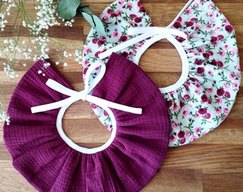 Col bébé personnalisable, col amovible Pierrot, collerette ajustable, bavoir voltané, accessoire enfant gaze de coton, cadeau de naissance