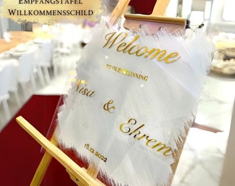 Empfangstafel Willkommensschild aus Acrylglas für jeden Anlass •personalisiertes Acrylschild Hochzeiten, Babybartys, JGA, Geburtstage etc.