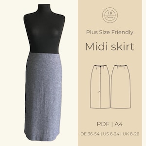 Straight Midi Skirt | Plus Size Friendly | PDF Sewing Pattern | Straight midi skirt