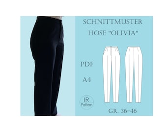 Sewing pattern classic trousers PDF A4 size. 36-46