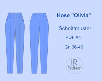Patrón de costura pantalón clásico PDF tamaño A4. 36-46
