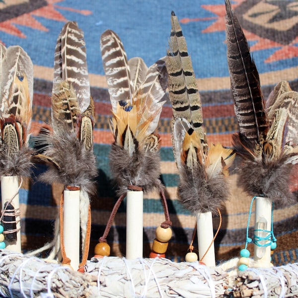 Pheasant Smudging Wands with and without Quartz Crystals