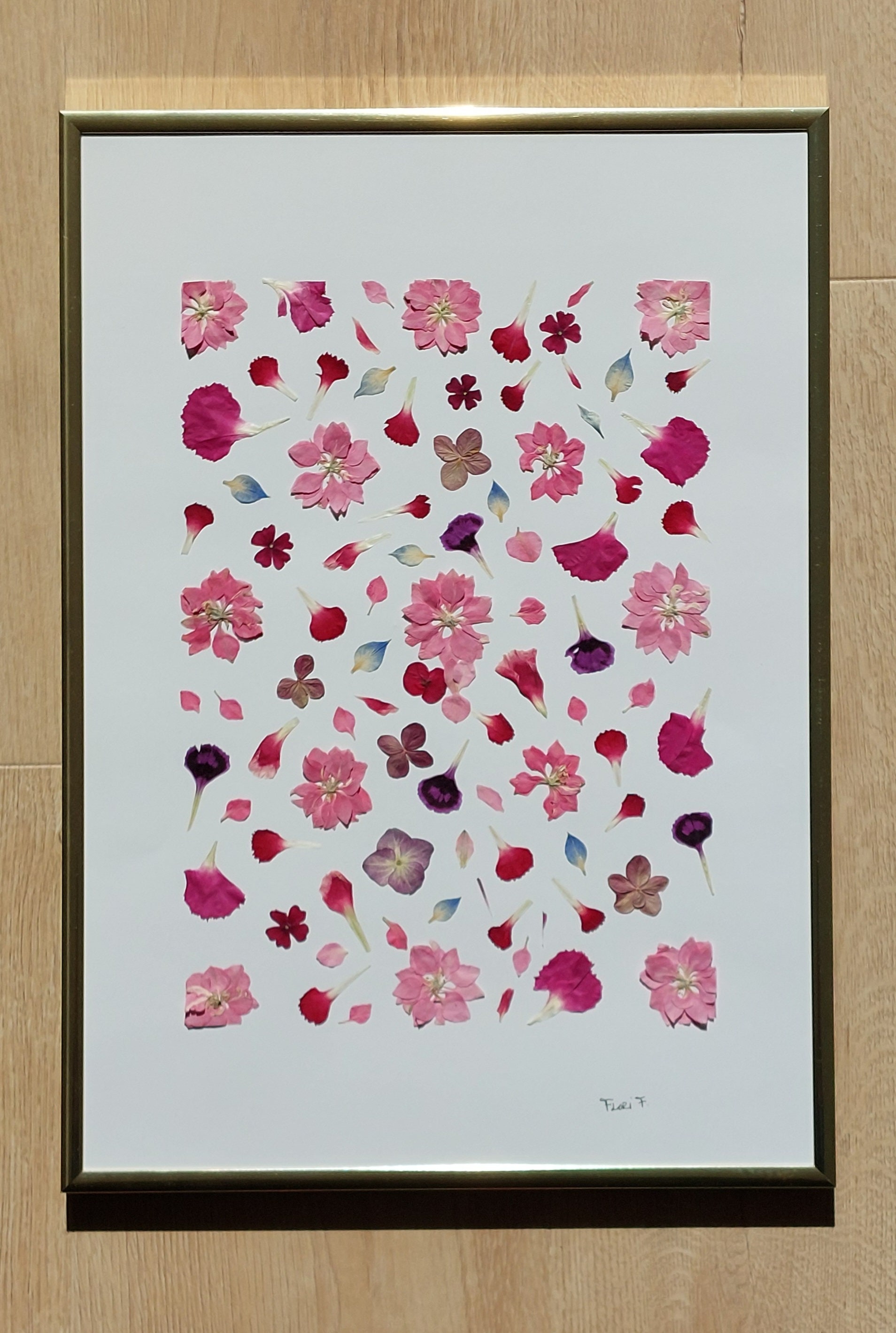 Lukraine - Fête Des Mères/ Herbier Cadre Fleurs Pressées/Cadre Haute de Gamme en Aluminium/Pressed F