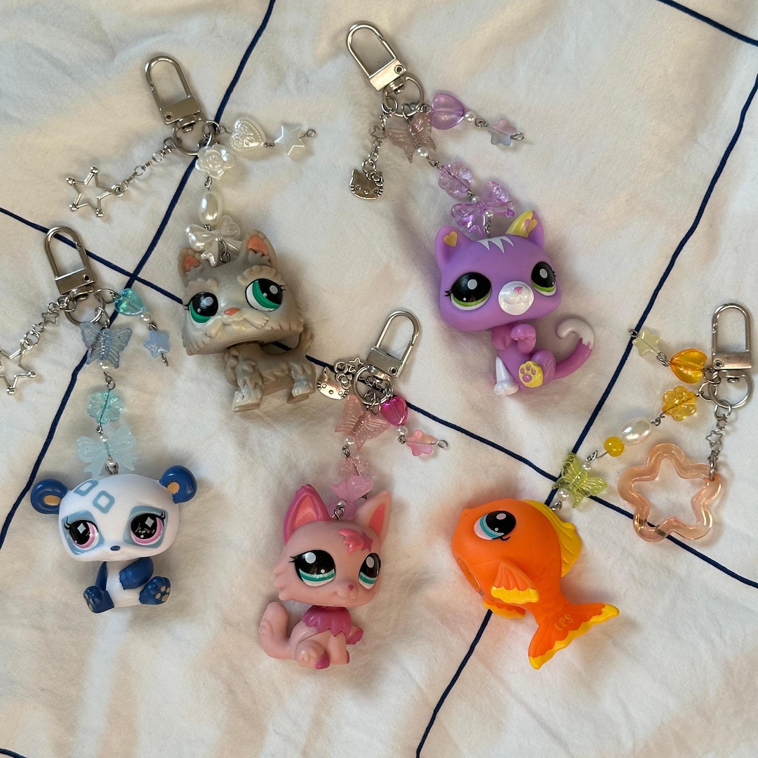 My Littlest Petshop, LPS Cat Cat Dog Panda Keychain / Keyring ...