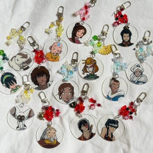 Porte-clés en verre Avatar/Atla/Anime, personnalisé, style manga | Peinture artisanale | Breloque | Anneau porte-clés