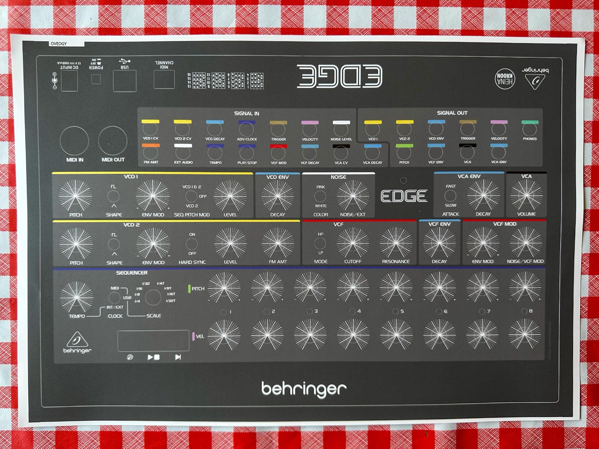 Overlay for Behringer Edge - 'grey' Design - Etsy