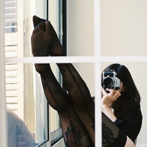 Tabi Stockings ‧ Japanischer Stil. Overknee Strümpfe. Schwarze Netzstrümpfe. Strumpfware Strumpfhose Strumpfband Schwarz Schiere Naht Strümpfe