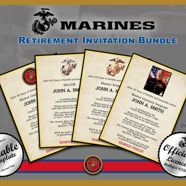 Marine Corps Retirement Party Invitation - Classic