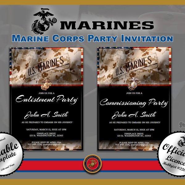 Marine Corps Party Invitation - Camo