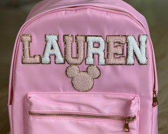 Personalised Nylon Backpack, Glitter Letters & Patches, Kids  display picture 2