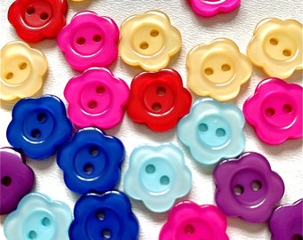 42 pieces resin buttons flower, mixed color, children's buttons 15 mm baby buttons