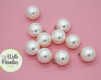 10 pcs résine imitation perle breloques/boutons à queue avec trouvaille en fer 21mm