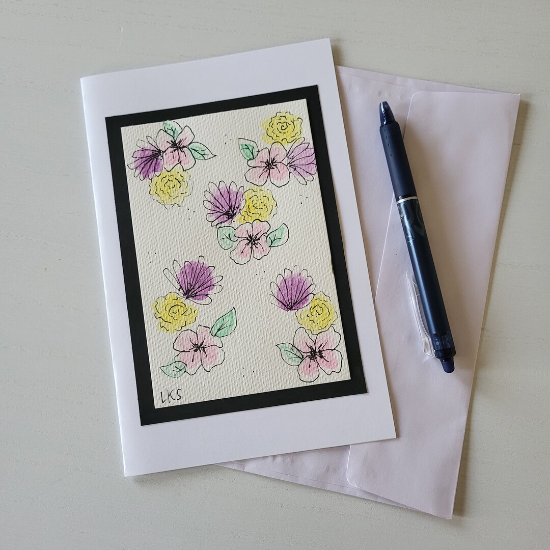Blank Watercolor Floral Greeting Card #2 - Etsy