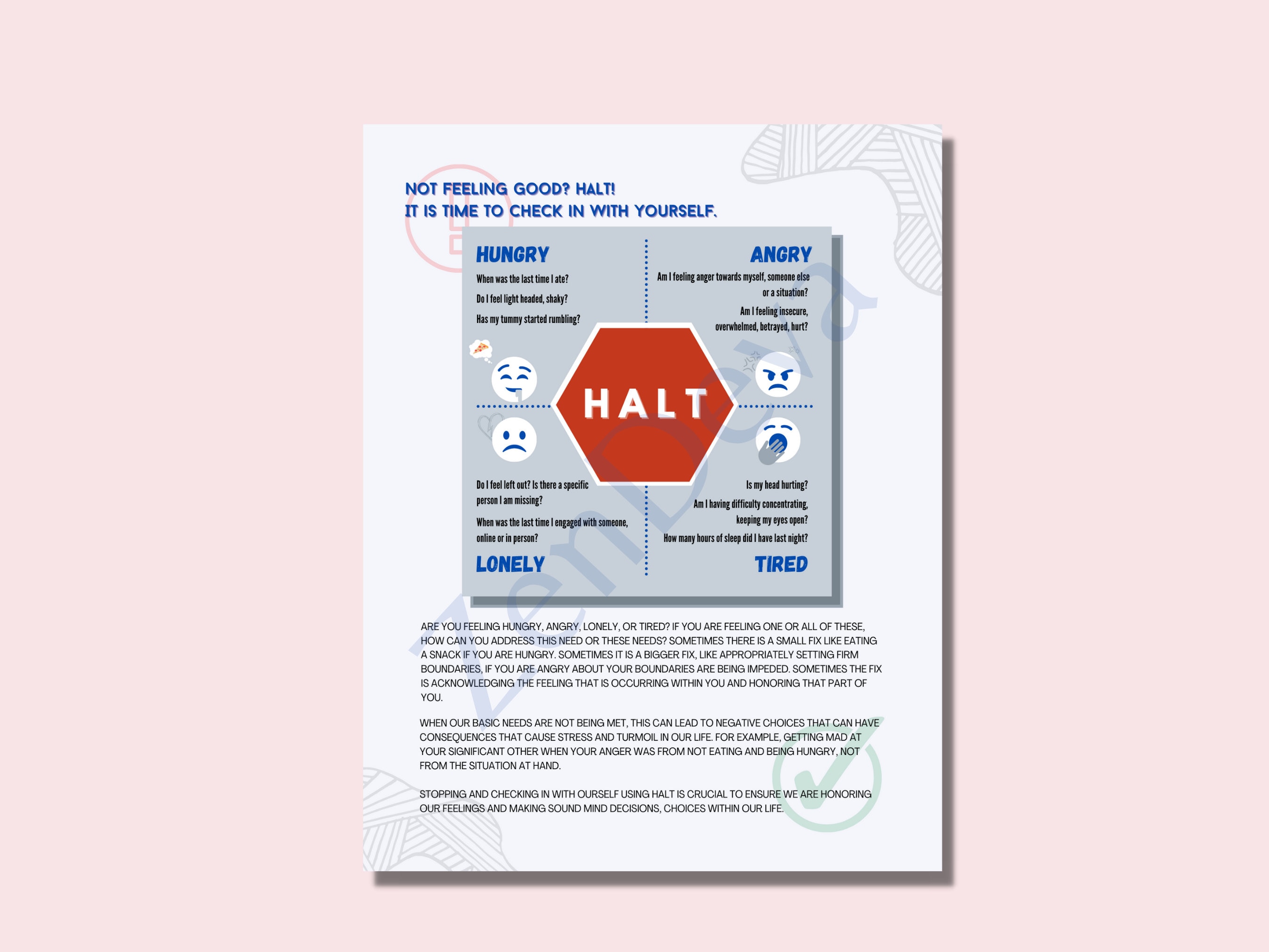 halt hungry angry lonely tired handout therapist tool etsy