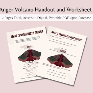Anger Volcano Handout and Worksheet - Therapy Tool, Aid