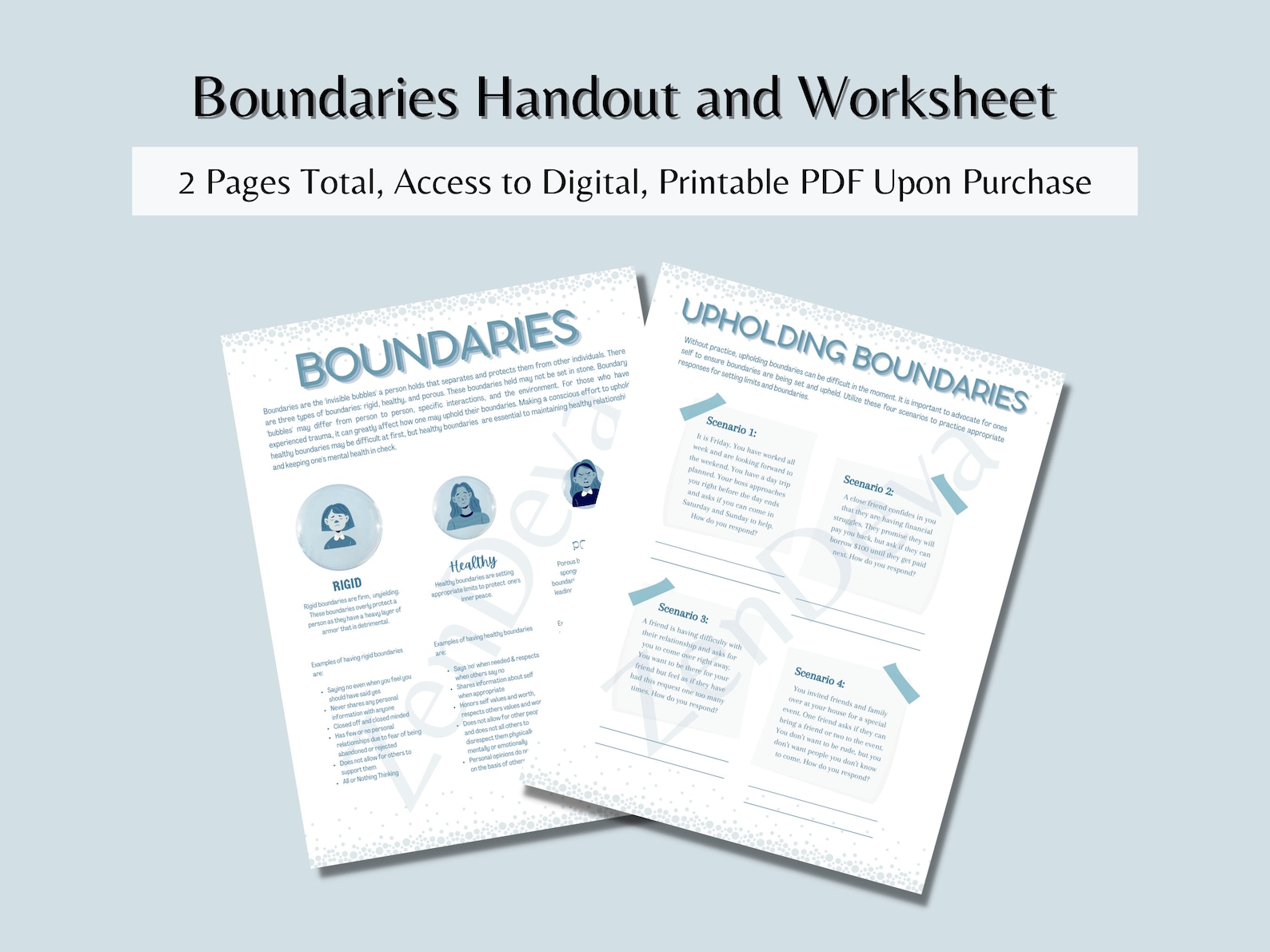 Boundaries Handout and Worksheet Educational/therapy Tool and Aid Etsy