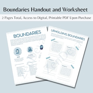 Boundaries Handout and Worksheet - Educational/Therapy Tool and Aid