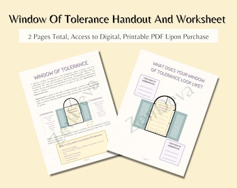 Window of Tolerance Handout and Worksheet- Educational/Therapy Aid and Tool