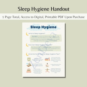 Sleep Hygiene Handout - Therapy Tool, Educational Handout