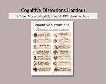 Cognitive Distortions Handout - Educational/Therapy Aid and Tool
